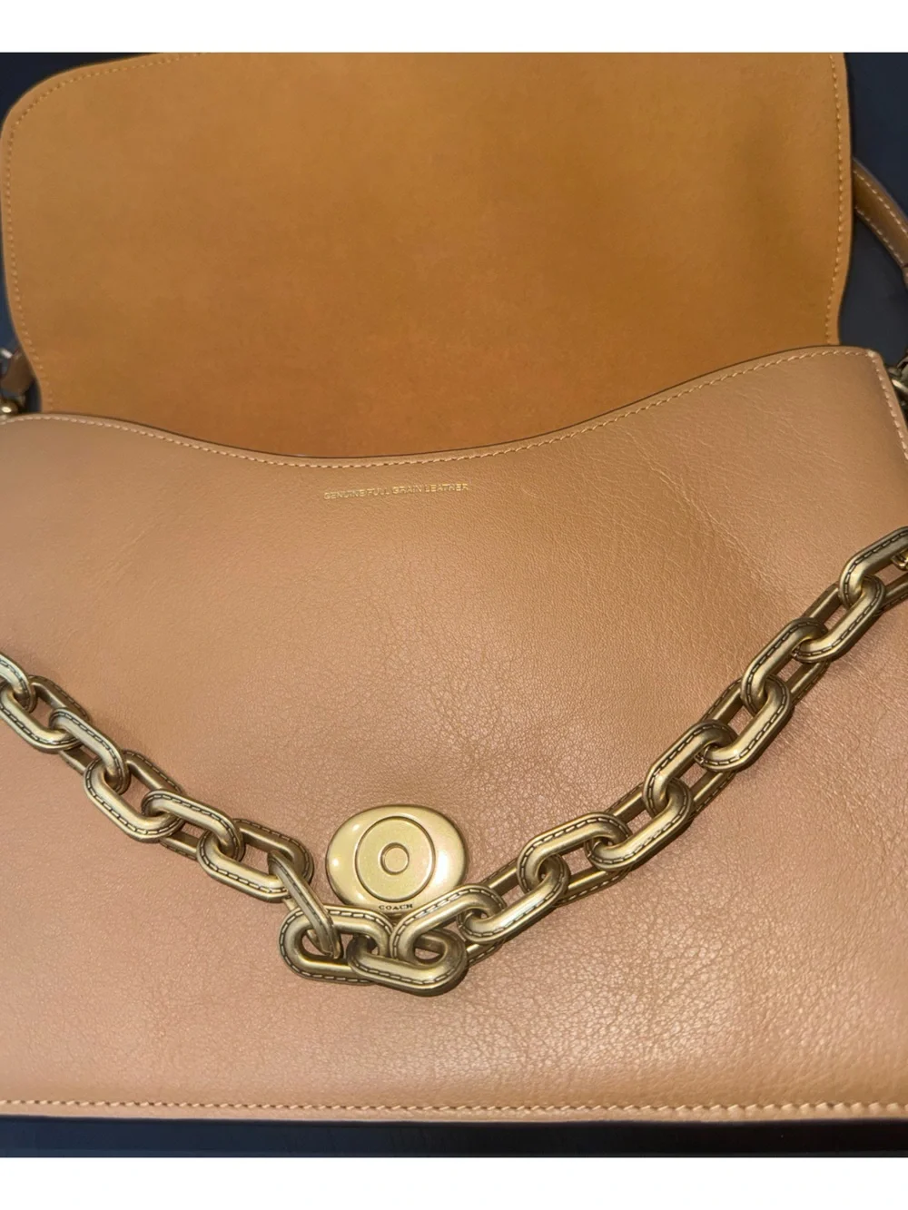 Coach Brown Leather Shoulder Bag with Gold Hardware - Picture 9 of 15